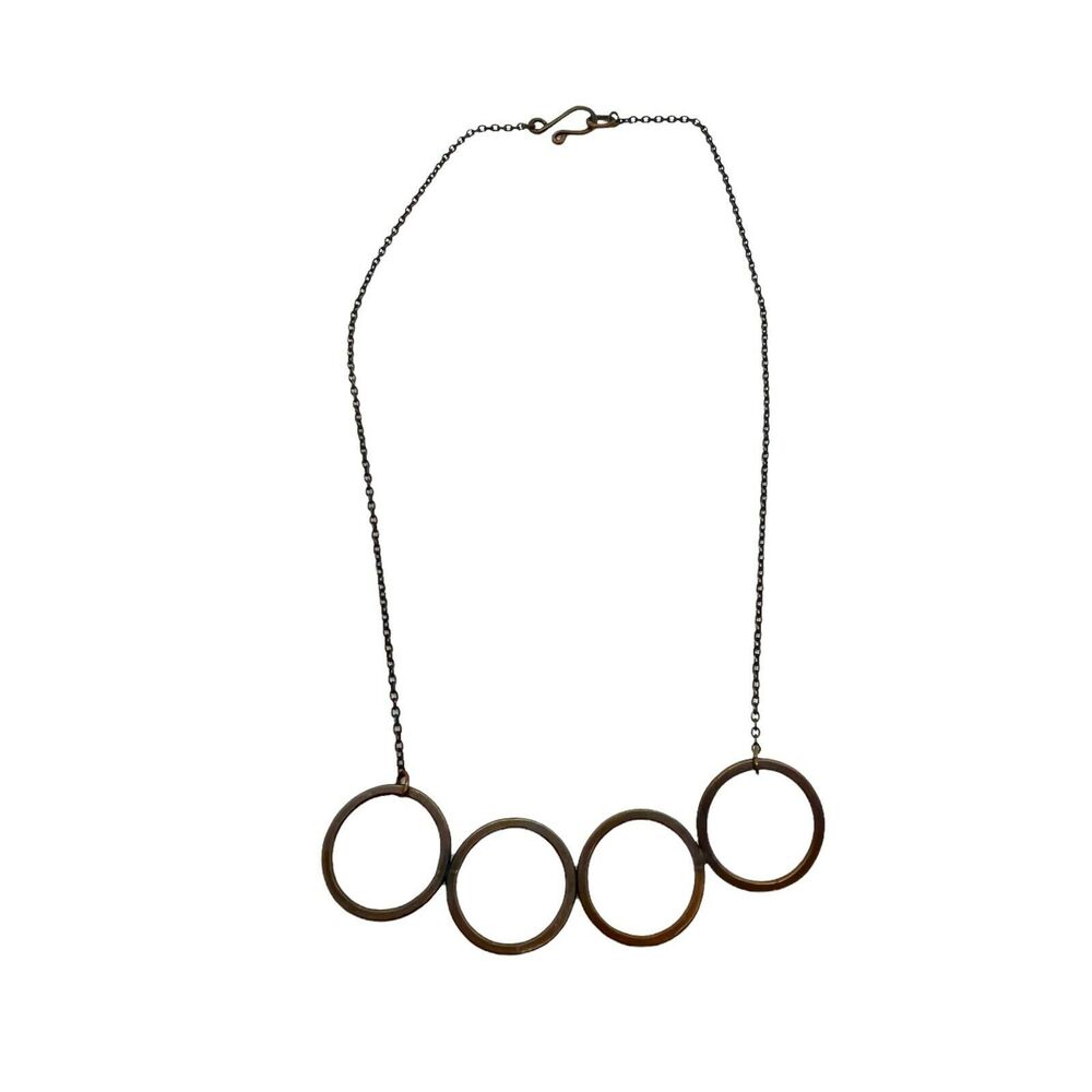Necklace Handmade Womens Brass Copper Tone S Hook Circular Ring Pendant Chain
